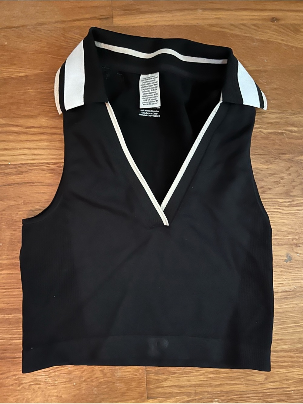 Victoria's Secret Black Sleeveless Polo Tank with White Trim